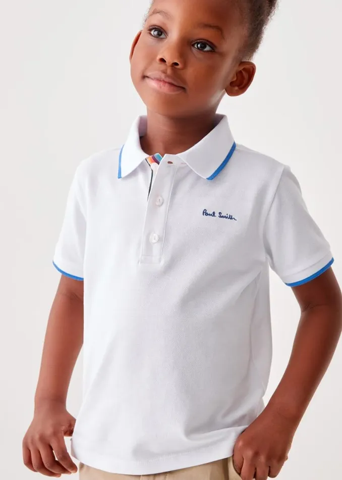 Junior Paul Smith Polo Shirts 213 Years White Short Sleeve Signature Polo Shirt Junior Paul Smith Polo Shirts 213 Years White Short Sleeve Signature Polo Shirt