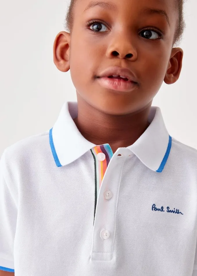 Junior Paul Smith Polo Shirts 213 Years White Short Sleeve Signature Polo Shirt Junior Paul Smith Polo Shirts 213 Years White Short Sleeve Signature Polo Shirt