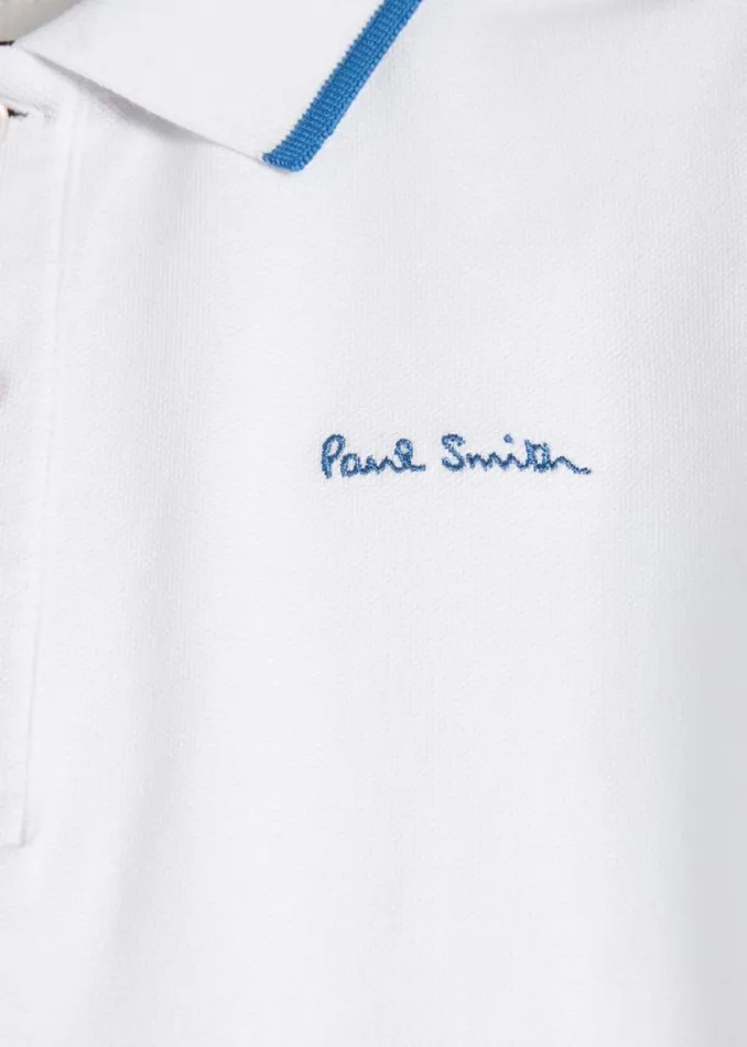 Junior Paul Smith Polo Shirts 213 Years White Short Sleeve Signature Polo Shirt Junior Paul Smith Polo Shirts 213 Years White Short Sleeve Signature Polo Shirt