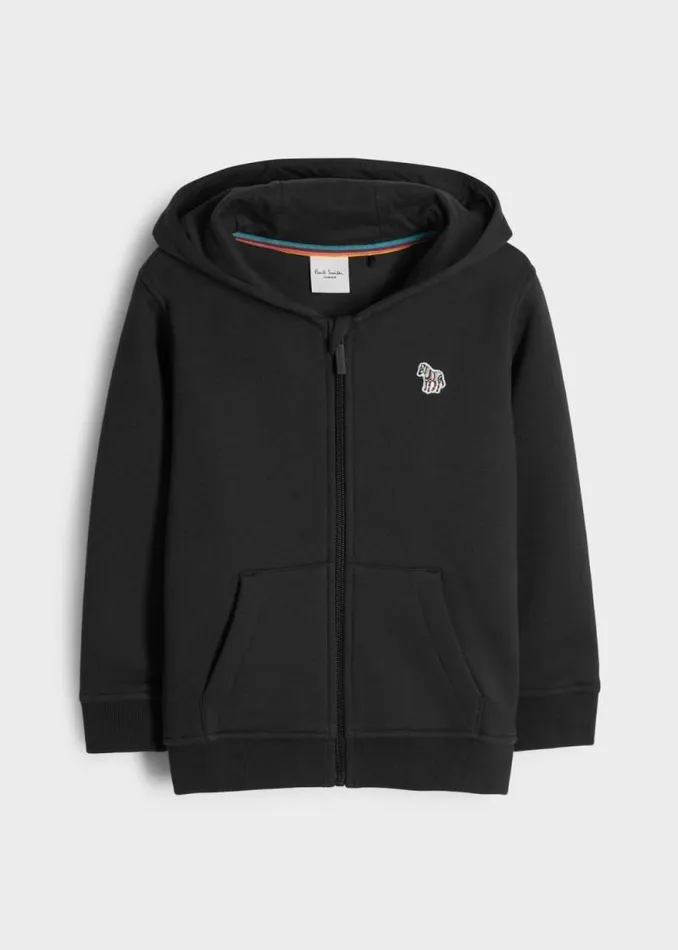 Junior Paul Smith Sweatshirts and Hoodies 213 Years Black ZipUp Zebra Logo Hoodie Junior Paul Smith Sweatshirts and Hoodies 213 Years Black ZipUp Zebra Logo Hoodie