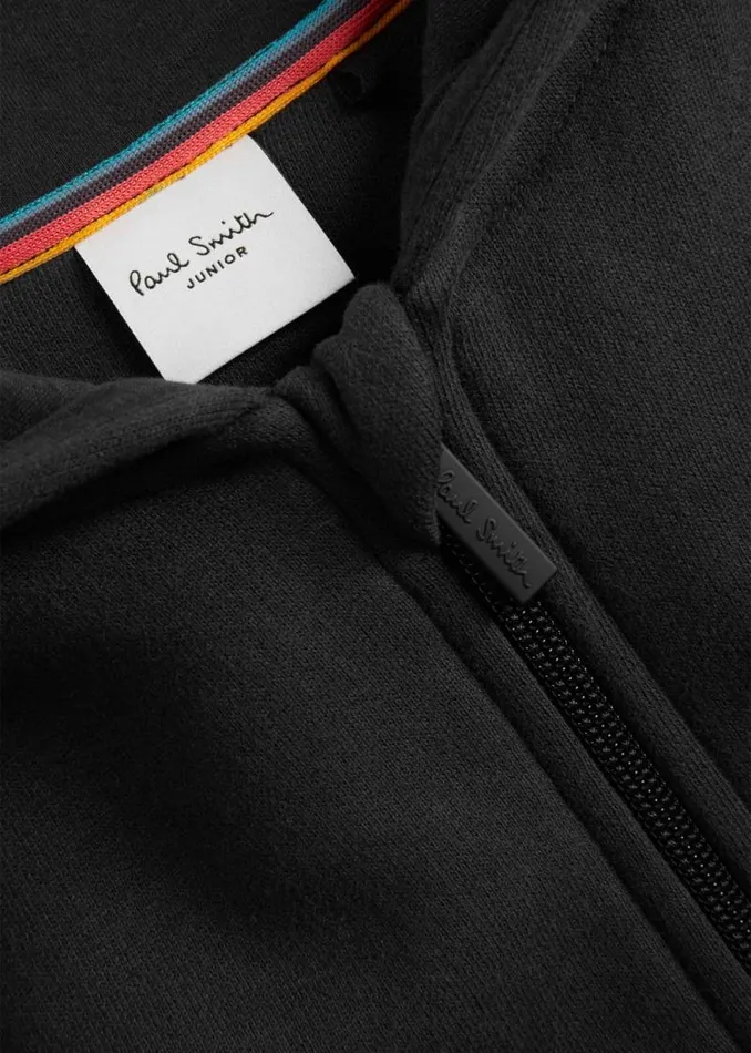 Junior Paul Smith Sweatshirts and Hoodies 213 Years Black ZipUp Zebra Logo Hoodie