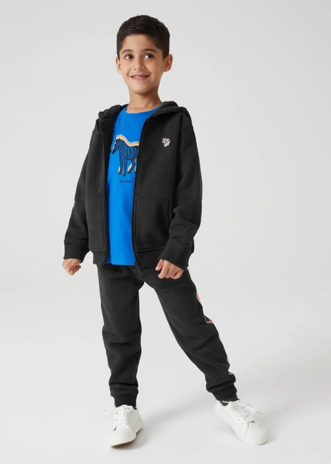 Junior Paul Smith Sweatshirts and Hoodies 213 Years Black ZipUp Zebra Logo Hoodie