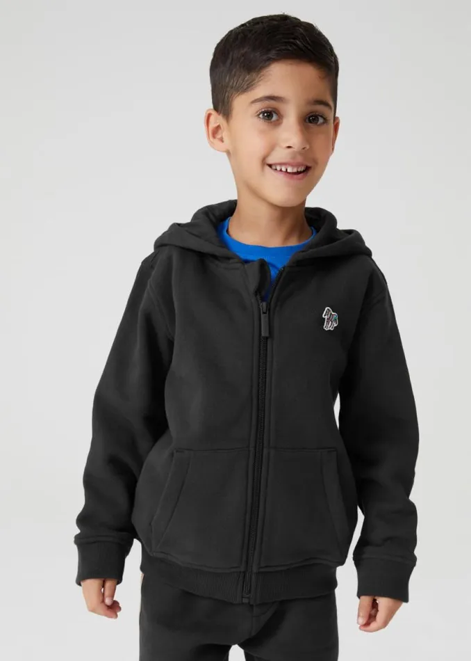 Junior Paul Smith Sweatshirts and Hoodies 213 Years Black ZipUp Zebra Logo Hoodie