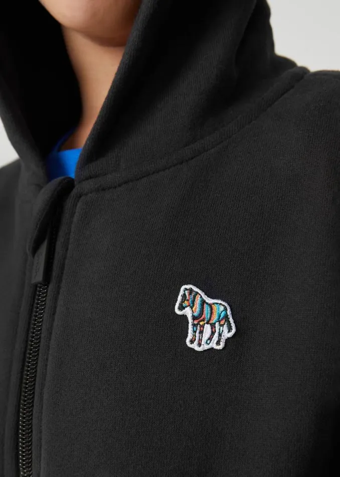 Junior Paul Smith Sweatshirts and Hoodies 213 Years Black ZipUp Zebra Logo Hoodie