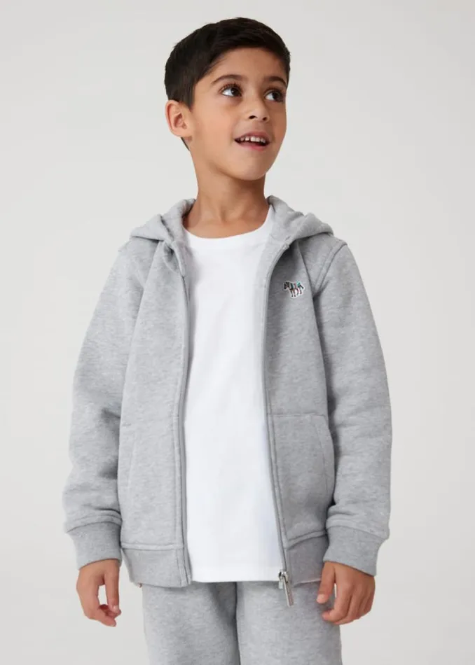 Junior Paul Smith Sweatshirts and Hoodies 213 Years Grey Zip Zebra Logo Hoodie