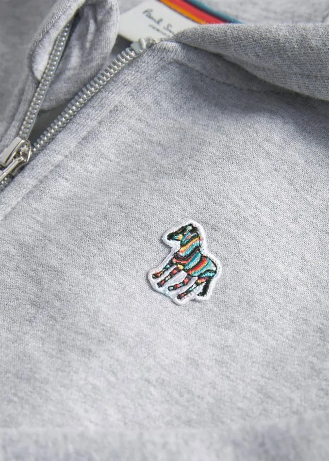 Junior Paul Smith Sweatshirts and Hoodies 213 Years Grey Zip Zebra Logo Hoodie