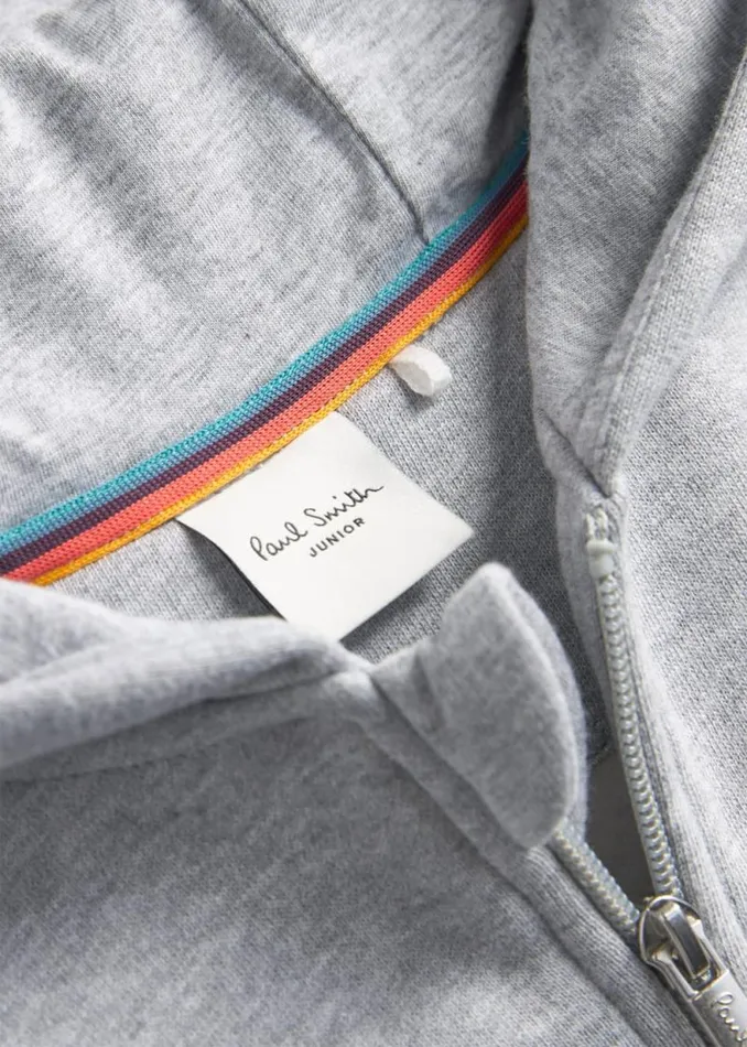 Junior Paul Smith Sweatshirts and Hoodies 213 Years Grey Zip Zebra Logo Hoodie