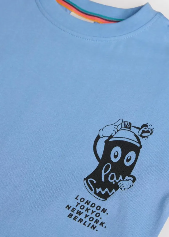 Junior Paul Smith TShirts 213 Years Blue 039Spray Paint039 Print TShirt