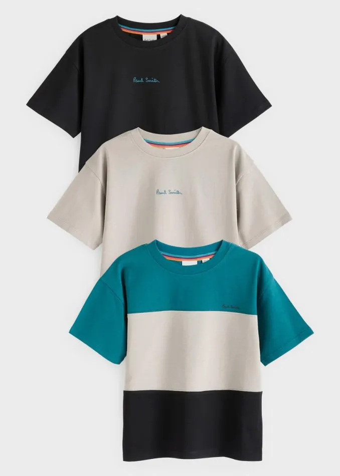 Junior Paul Smith TShirts 213 Years Grey Black and Colourblock TShirts 3 Pack Junior Paul Smith TShirts 213 Years Grey Black and Colourblock TShirts 3 Pack