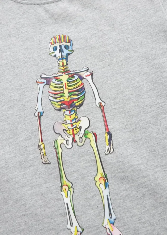 Junior Paul Smith TShirts 213 Years Grey Marl 039Skeleton039 Print TShirt Junior Paul Smith TShirts 213 Years Grey Marl 039Skeleton039 Print TShirt