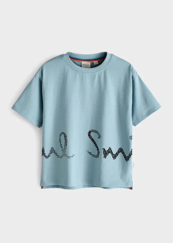 Junior Paul Smith TShirts 213 Years Light Blue 039Signature Logo039 TShirt