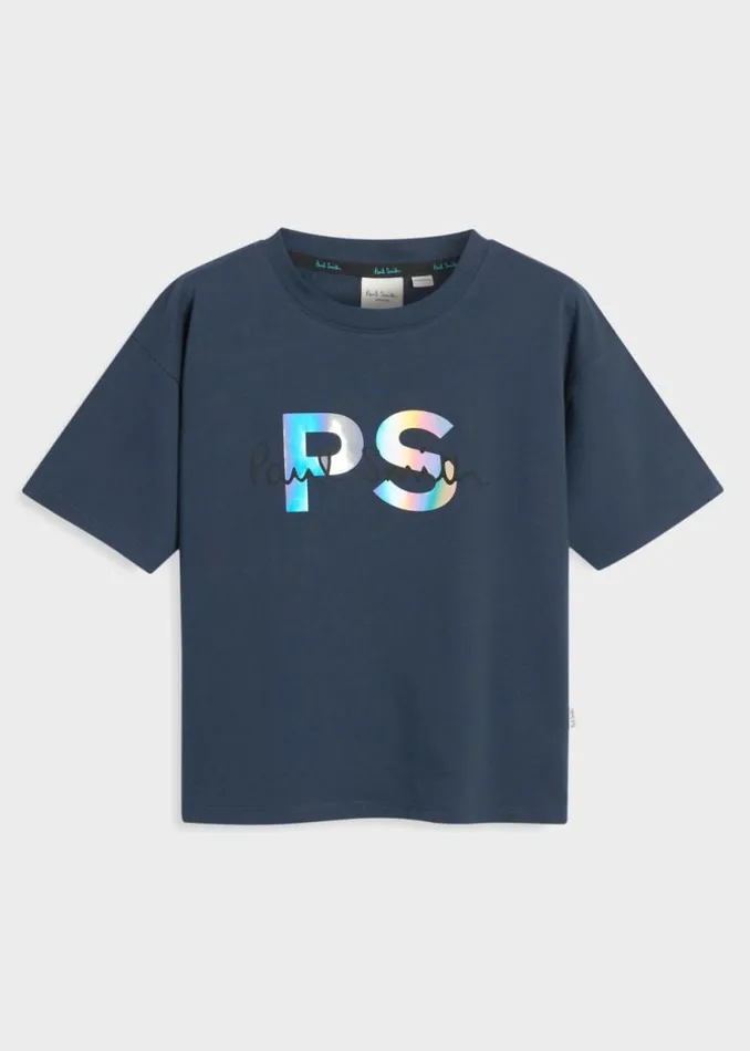 Junior Paul Smith TShirts 213 Years Navy Holographic Print TShirt