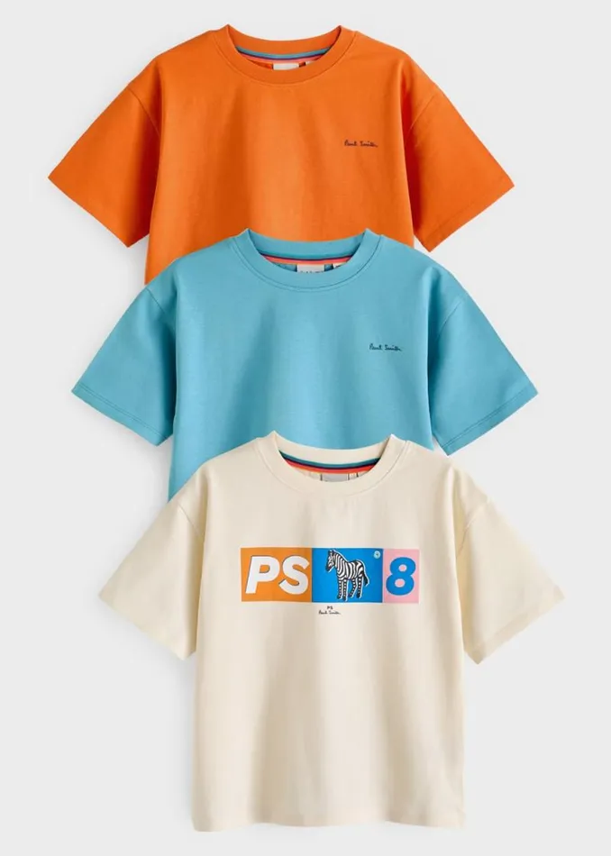 Junior Paul Smith TShirts 213 Years Orange Teal and Yellow TShirts 3 Pack