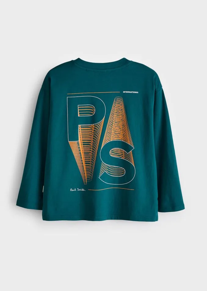 Junior Paul Smith TShirts 213 Years Teal 039PS Logo039 LongSleeve TShirt Junior Paul Smith TShirts 213 Years Teal 039PS Logo039 LongSleeve TShirt