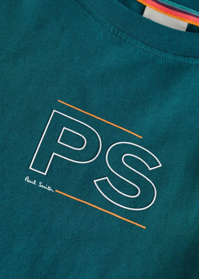 Junior Paul Smith TShirts 213 Years Teal 039PS Logo039 LongSleeve TShirt Junior Paul Smith TShirts 213 Years Teal 039PS Logo039 LongSleeve TShirt
