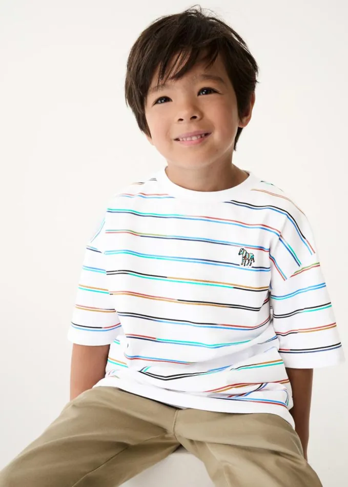 Junior Paul Smith TShirts 213 Years White Gradient Stripe TShirt