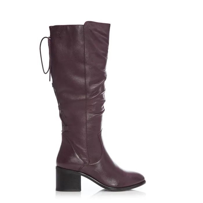 Knee High Boots Women Moda In Pelle Gloriia Burgundy Leather
