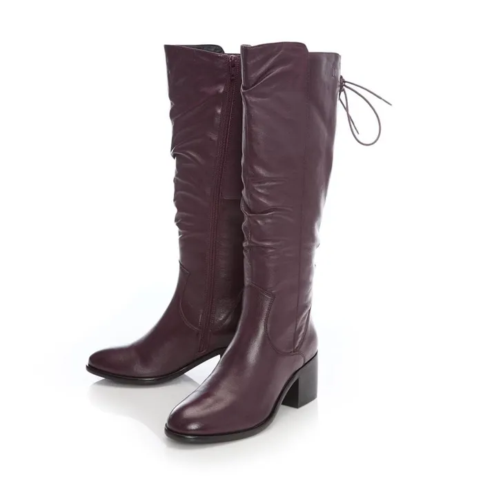 Knee High Boots Women Moda In Pelle Gloriia Burgundy Leather