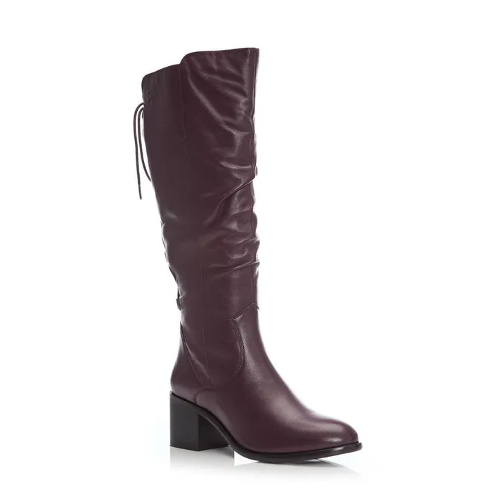 Knee High Boots Women Moda In Pelle Gloriia Burgundy Leather