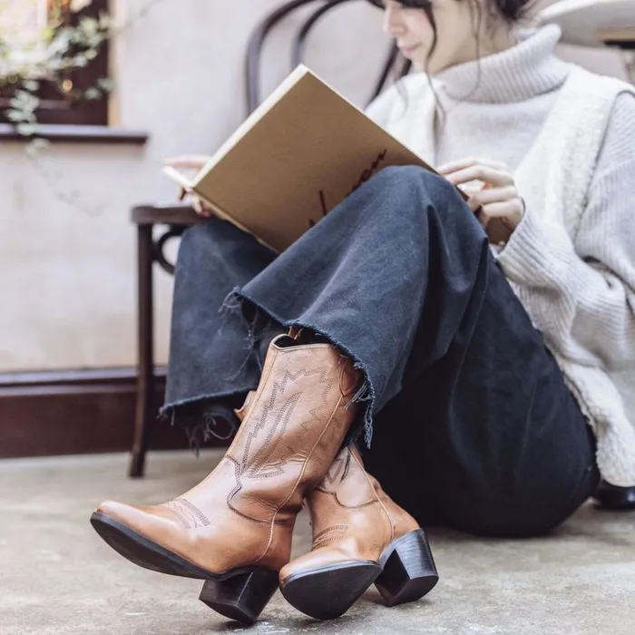 Knee High Boots Women Moda In Pelle Heston Tan Leather