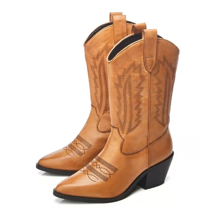 Knee High Boots Women Moda In Pelle Heston Tan Leather