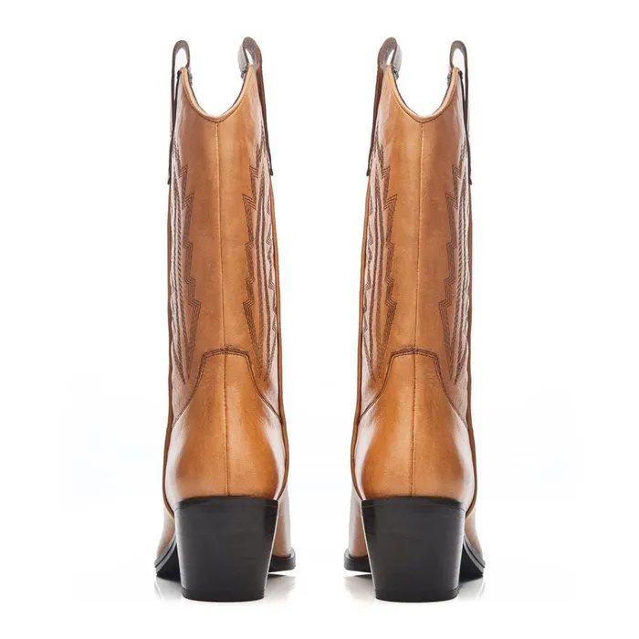 Knee High Boots Women Moda In Pelle Heston Tan Leather
