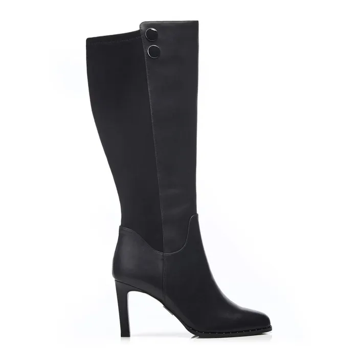 Knee High Boots Women Moda In Pelle Salanda Black Leather