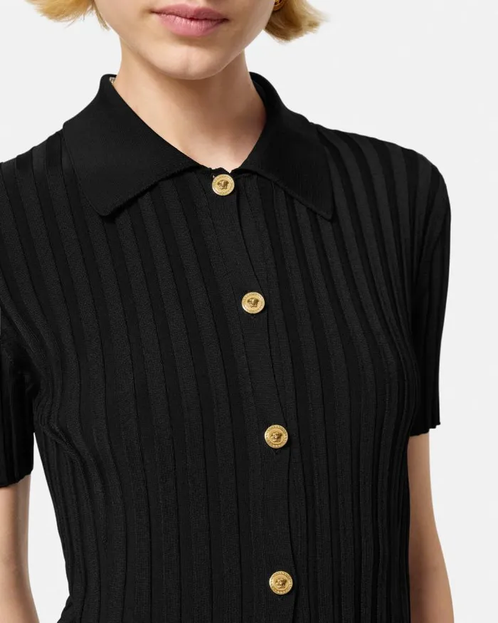 Knit Midi Shirt Dress Black Women Versace Dresses