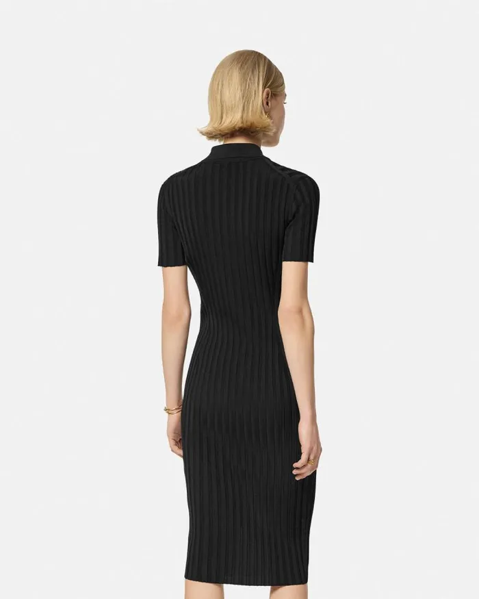 Knit Midi Shirt Dress Black Women Versace Dresses