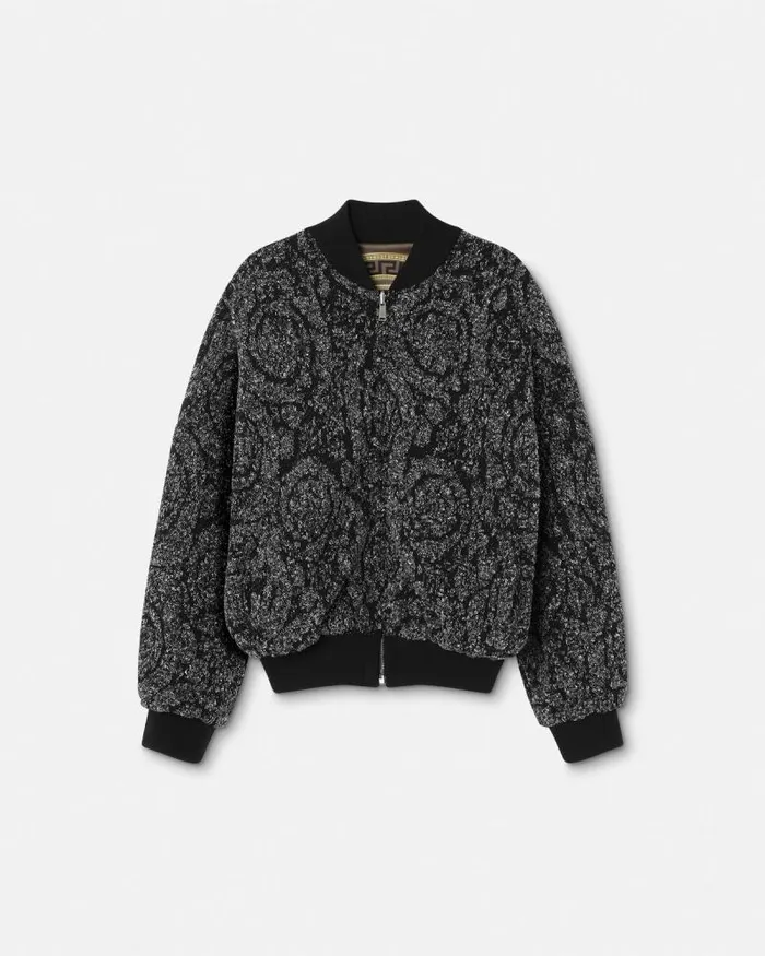 La Coupe Des Dieux Reversible Bomber Jacket Blacksilver Men Versace Knitwear