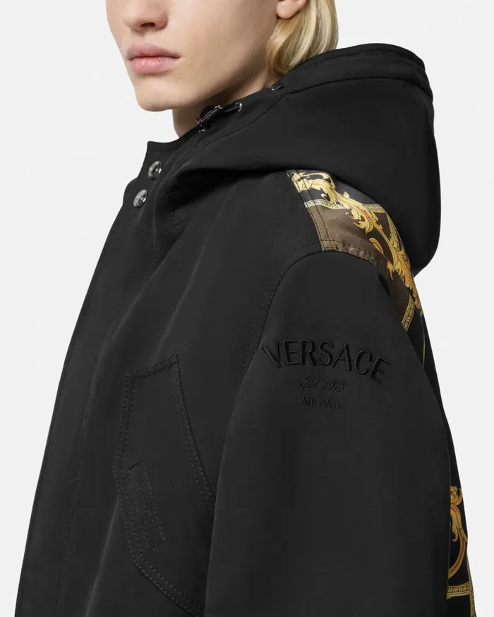La Coupe Des Dieux Trench Coat Blackprint Men Versace Jackets and Coats
