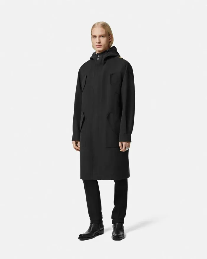 La Coupe Des Dieux Trench Coat Blackprint Men Versace Jackets and Coats