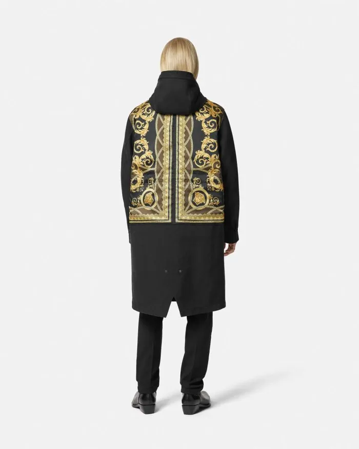 La Coupe Des Dieux Trench Coat Blackprint Men Versace Jackets and Coats