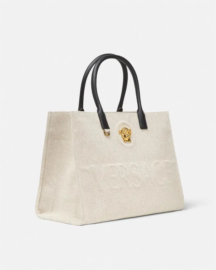 La Medusa Canvas Large Tote Bag Beige Women Versace Totes