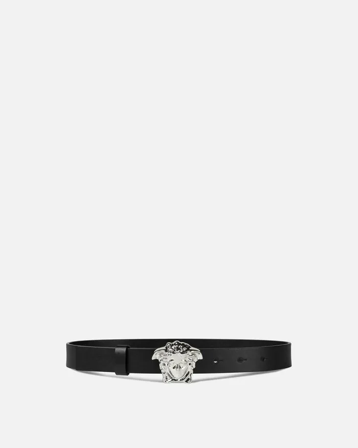 La Medusa Kids Leather Belt 25 Cm Blacksilver Children Versace Accessories