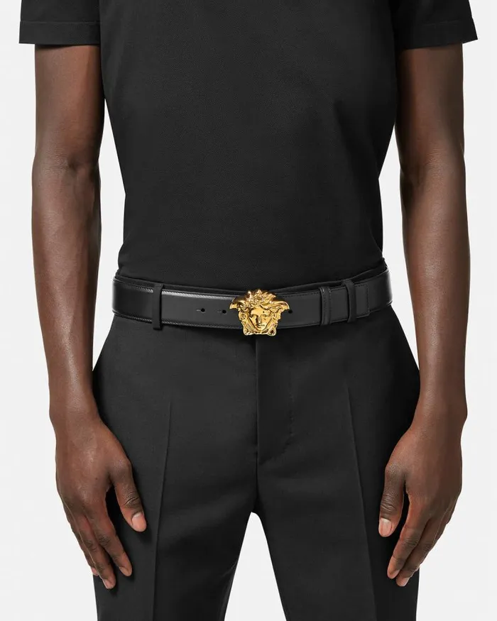 La Medusa Leather Belt 4 Cm Black Men Versace Belts