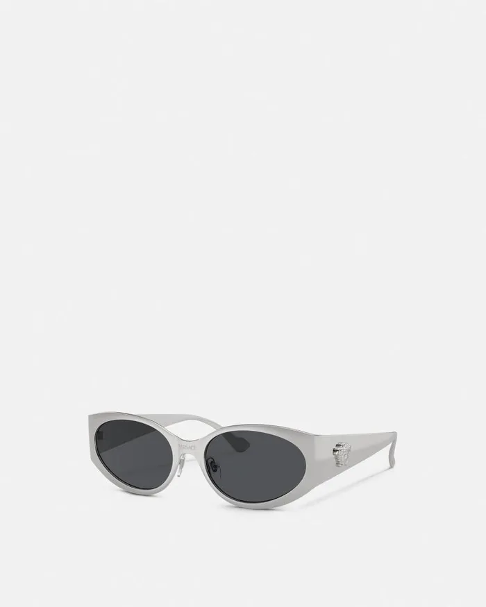 La Medusa Oval Sunglasses Silver Women Versace Sunglasses