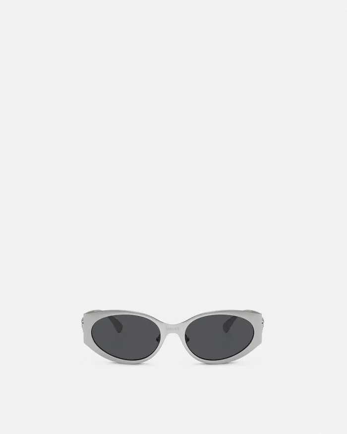 La Medusa Oval Sunglasses Silver Women Versace Sunglasses