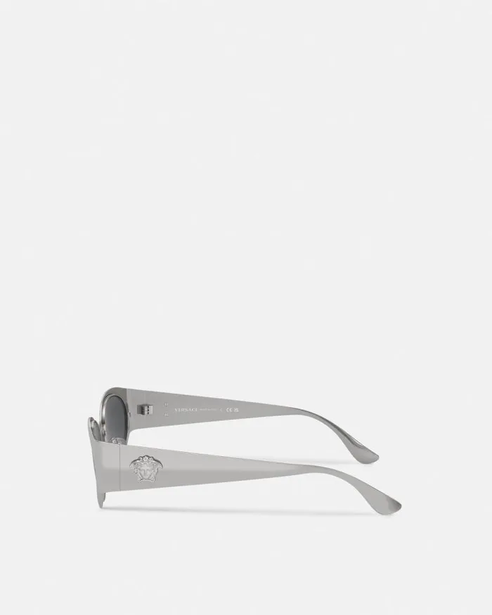 La Medusa Oval Sunglasses Silver Women Versace Sunglasses