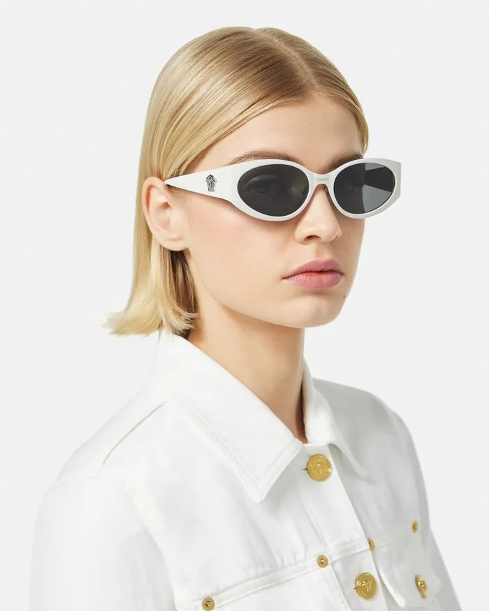 La Medusa Oval Sunglasses White Women Versace Sunglasses