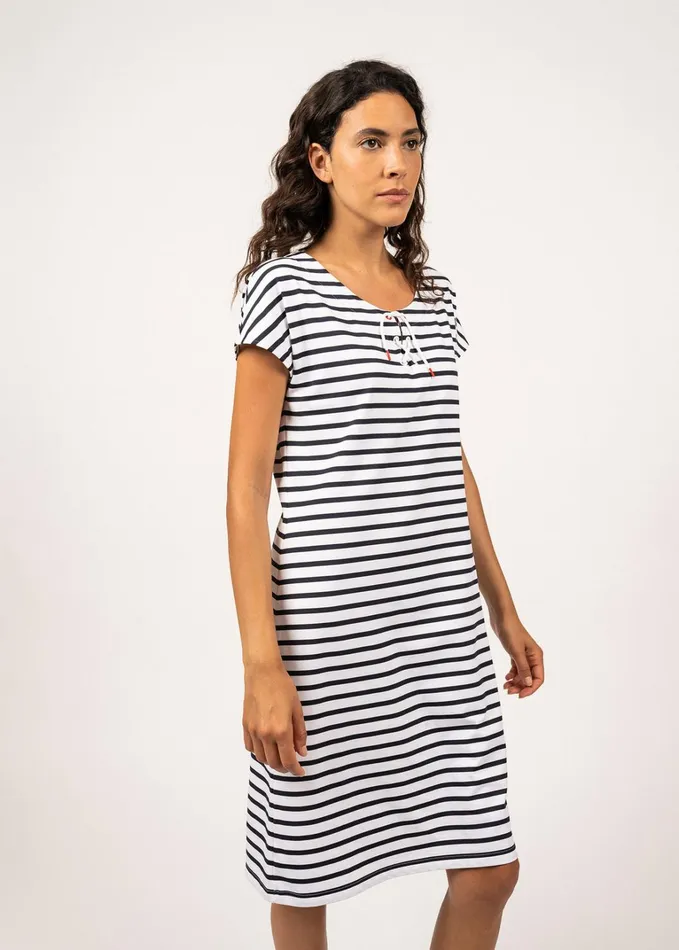 Lanveoc Dress With Drawstrings AntiUv Stretch Fabric Whitenavy Women Saint James Dresses Skirts and Pants