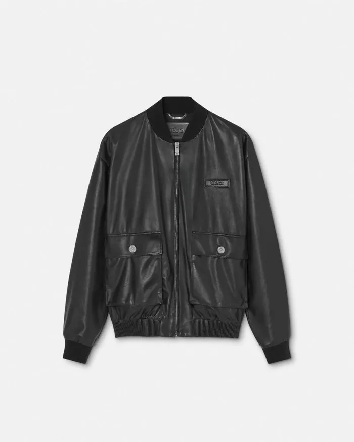 Leather Blouson Jacket Black Women Versace Outerwear and Coats