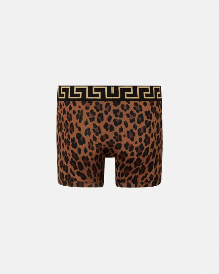 Leopard Greca Border Long Trunks Animalier Men Versace Boxers