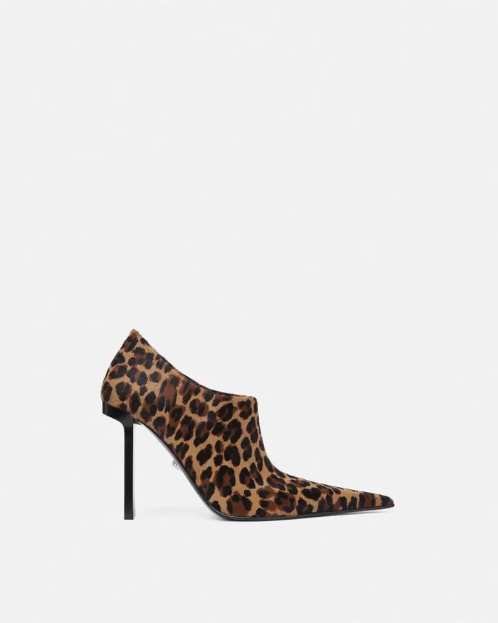 Leopard Slice Ankle Boots 105 Mm Animalier Women Versace Boots