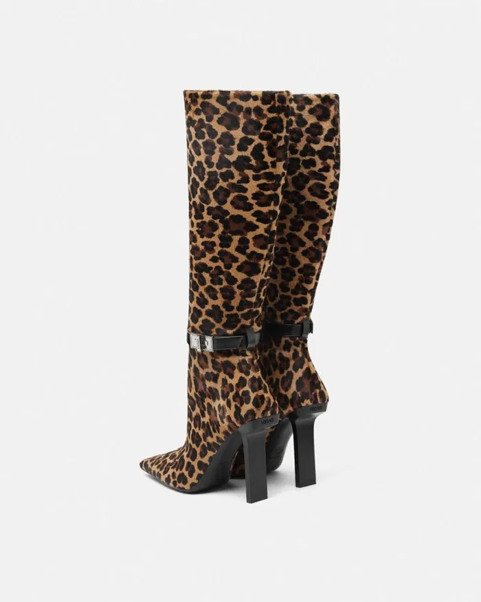 Leopard Slice KneeHigh Boots 105 Mm Animalier Women Versace Boots