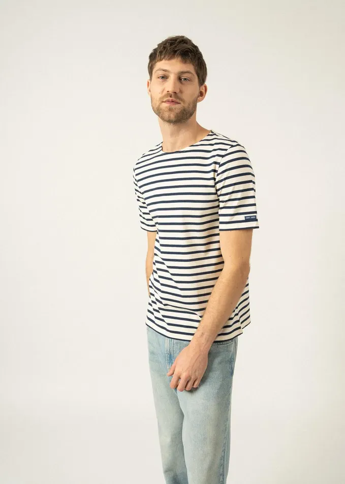Levant Modern Breton Stripe Short Sleeve Shirt Soft Cotton Ecrunavy Women Saint James Breton Striped Shirts