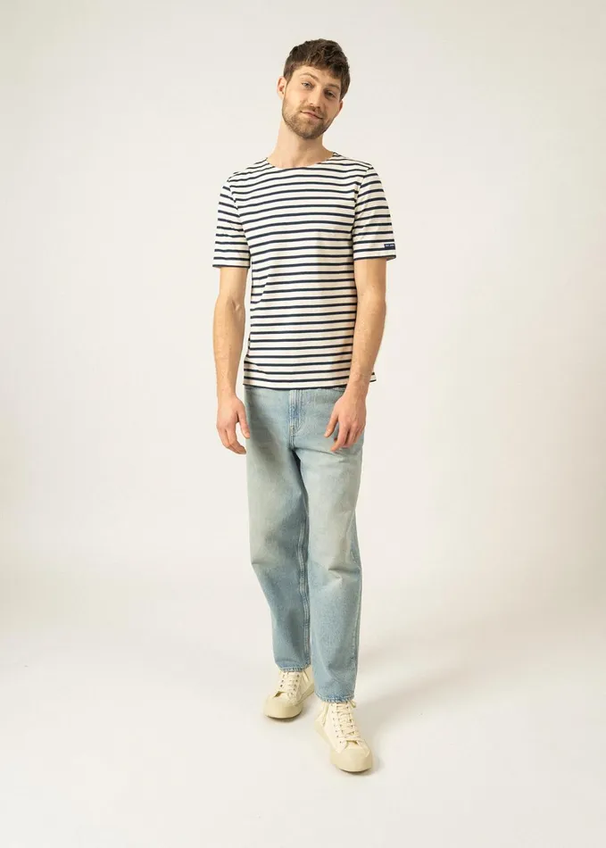 Levant Modern Breton Stripe Short Sleeve Shirt Soft Cotton Ecrunavy Women Saint James Breton Striped Shirts