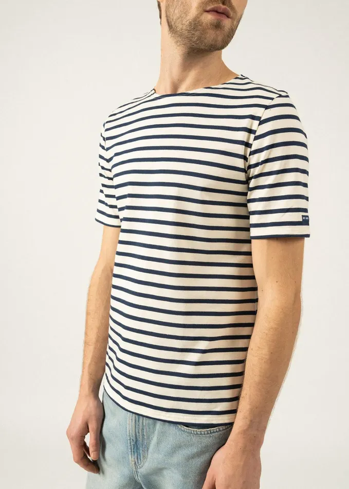 Levant Modern Breton Stripe Short Sleeve Shirt Soft Cotton Ecrunavy Women Saint James Breton Striped Shirts