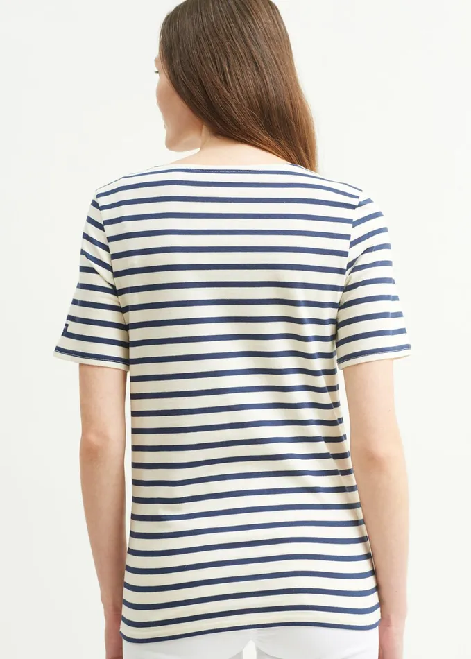 Levant Modern Breton Stripe Short Sleeve Shirt Soft Cotton Ecrunavy Women Saint James Breton Striped Shirts