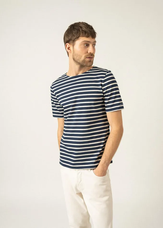 Levant Modern Breton Stripe Short Sleeve Shirt Soft Cotton Navyecru Women Saint James Breton Striped Shirts